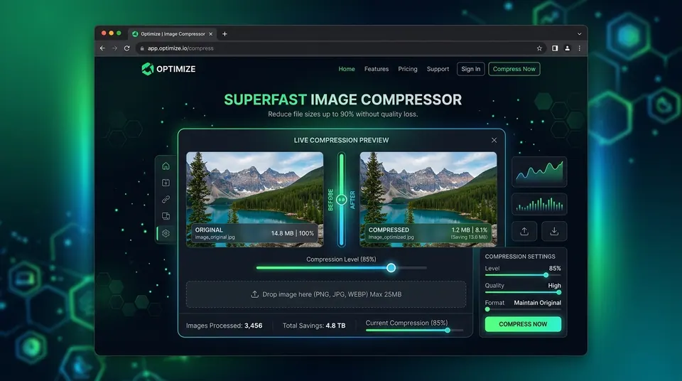 Photo Compression Quality Engine and WebP Optimization Metrics